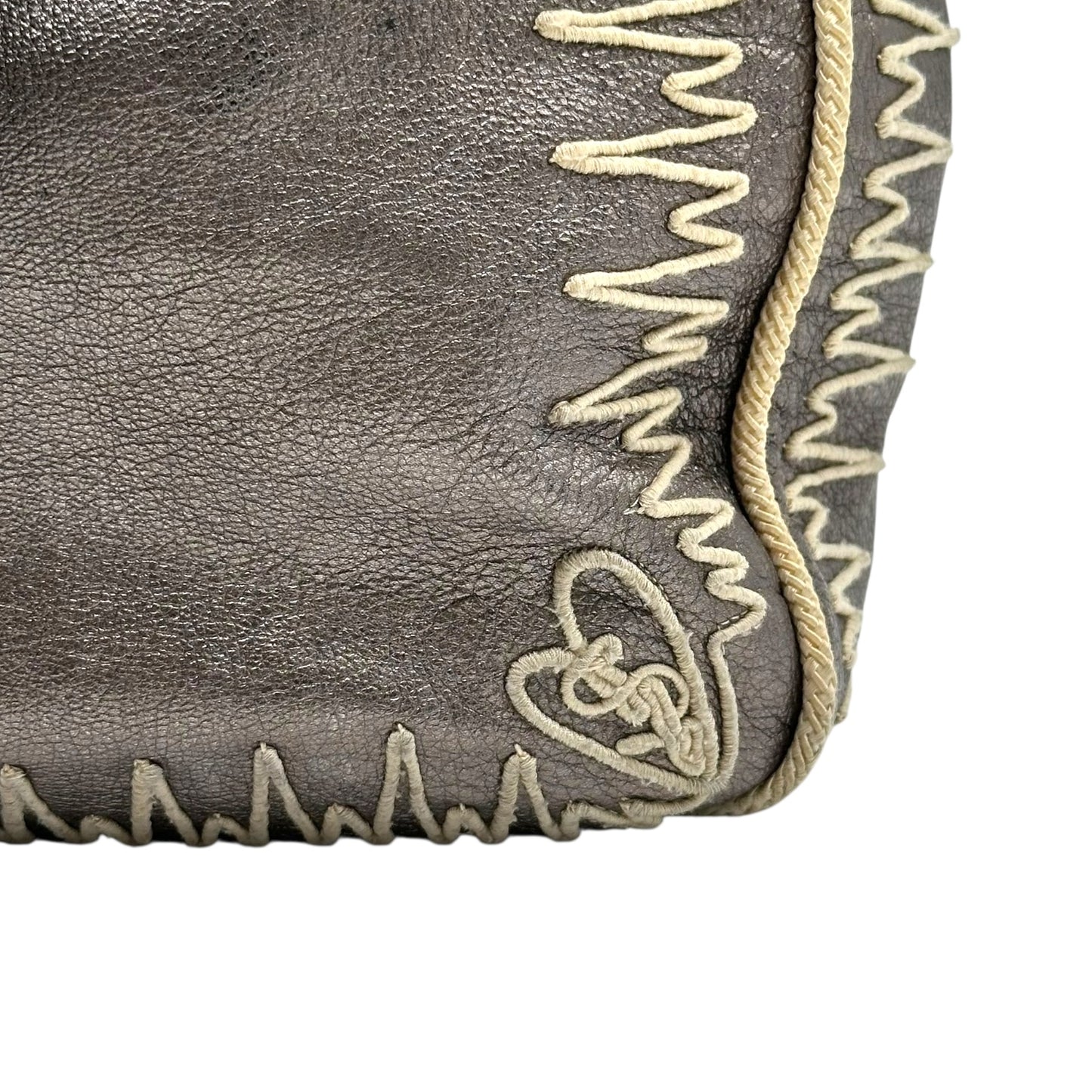 Yves Saint Laurent Rive Gauche Embroidered Metallic Leather Bowler Bag