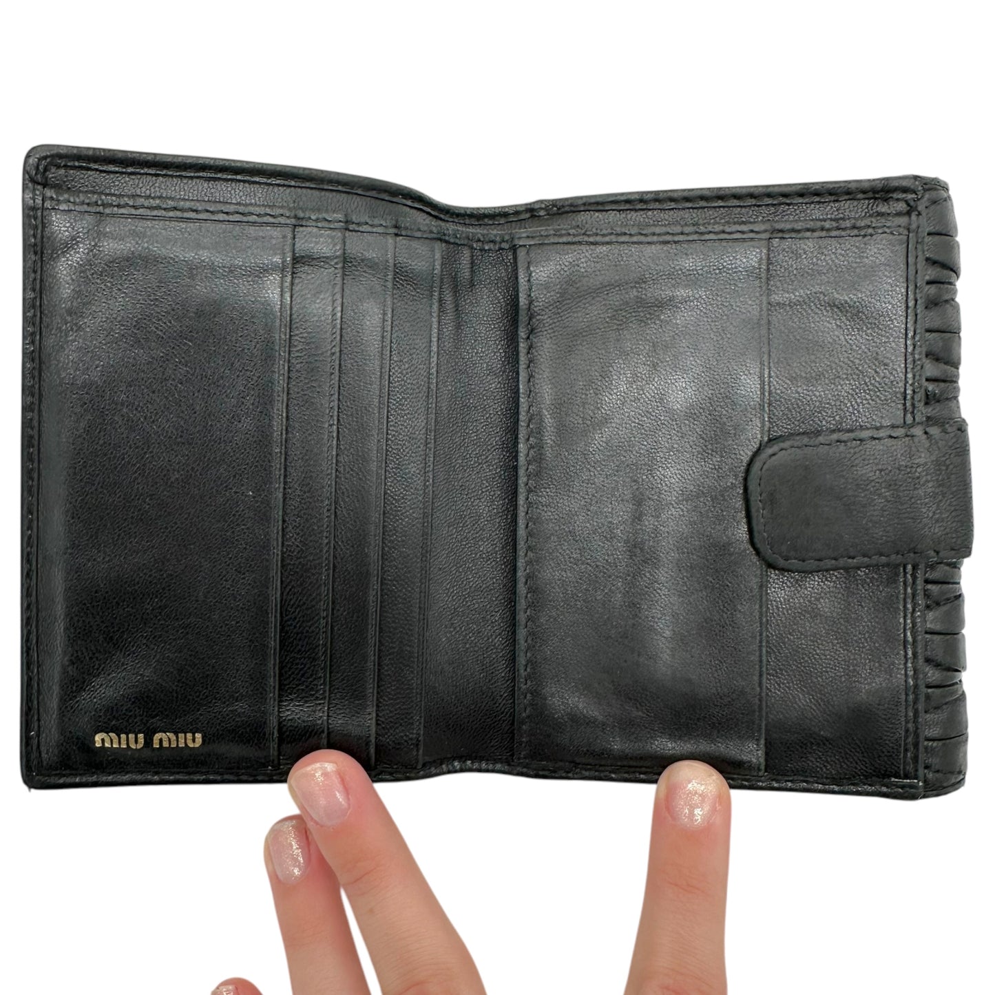 Miu Miu Black Quilted Tri-Fold Wallet