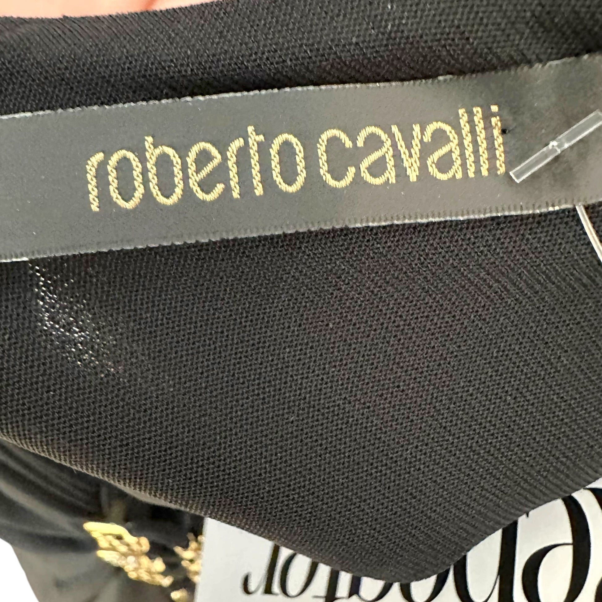 Roberto Cavalli Black Gold Crystal Embellished Mini Dress