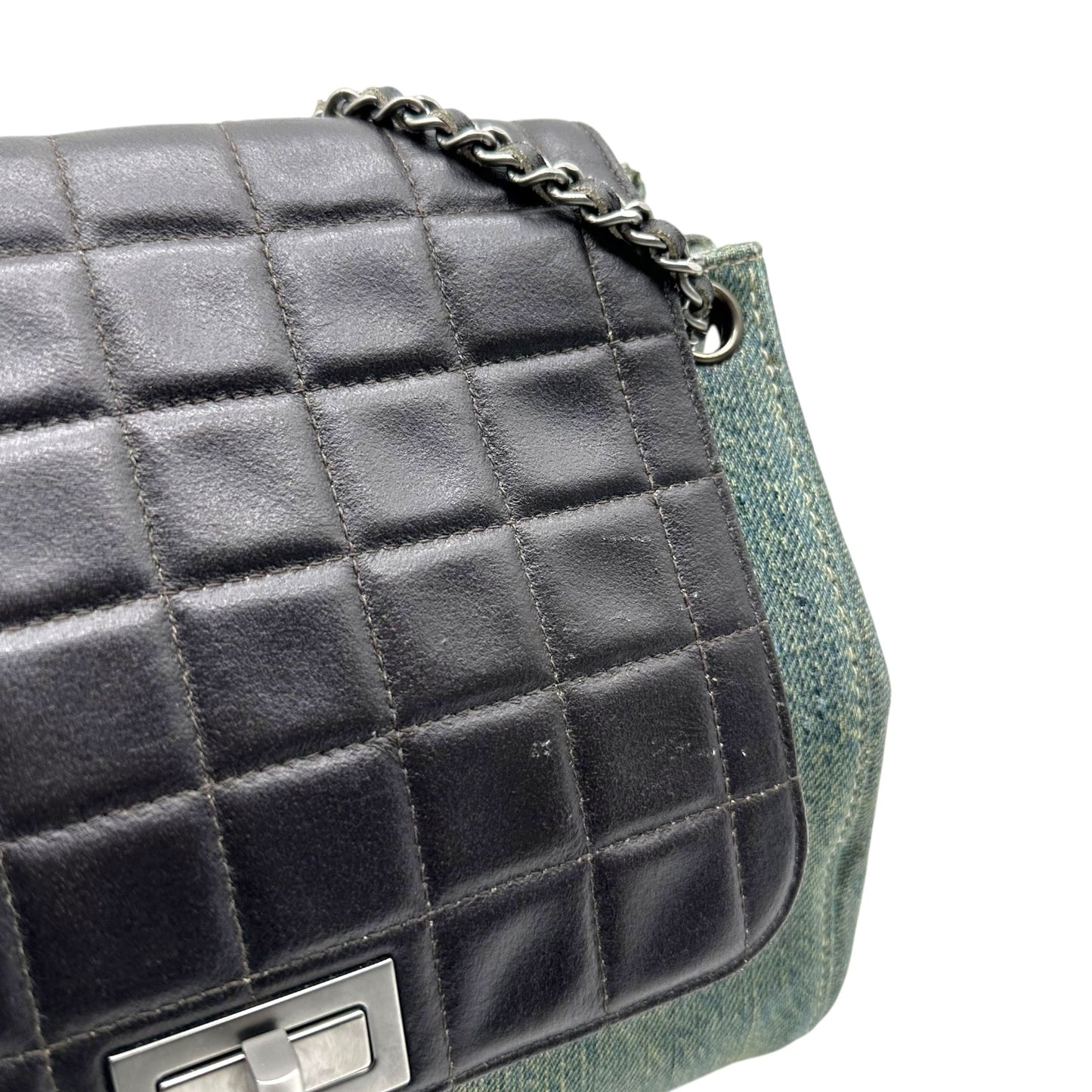 Chanel Denim & Leather Chocolate Bar Accordion Bag 2000-02