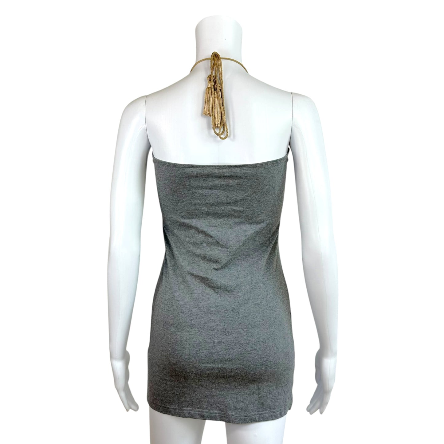 Dolce & Gabbana Mini Halter Dress Grey Graphic Pink Yellow