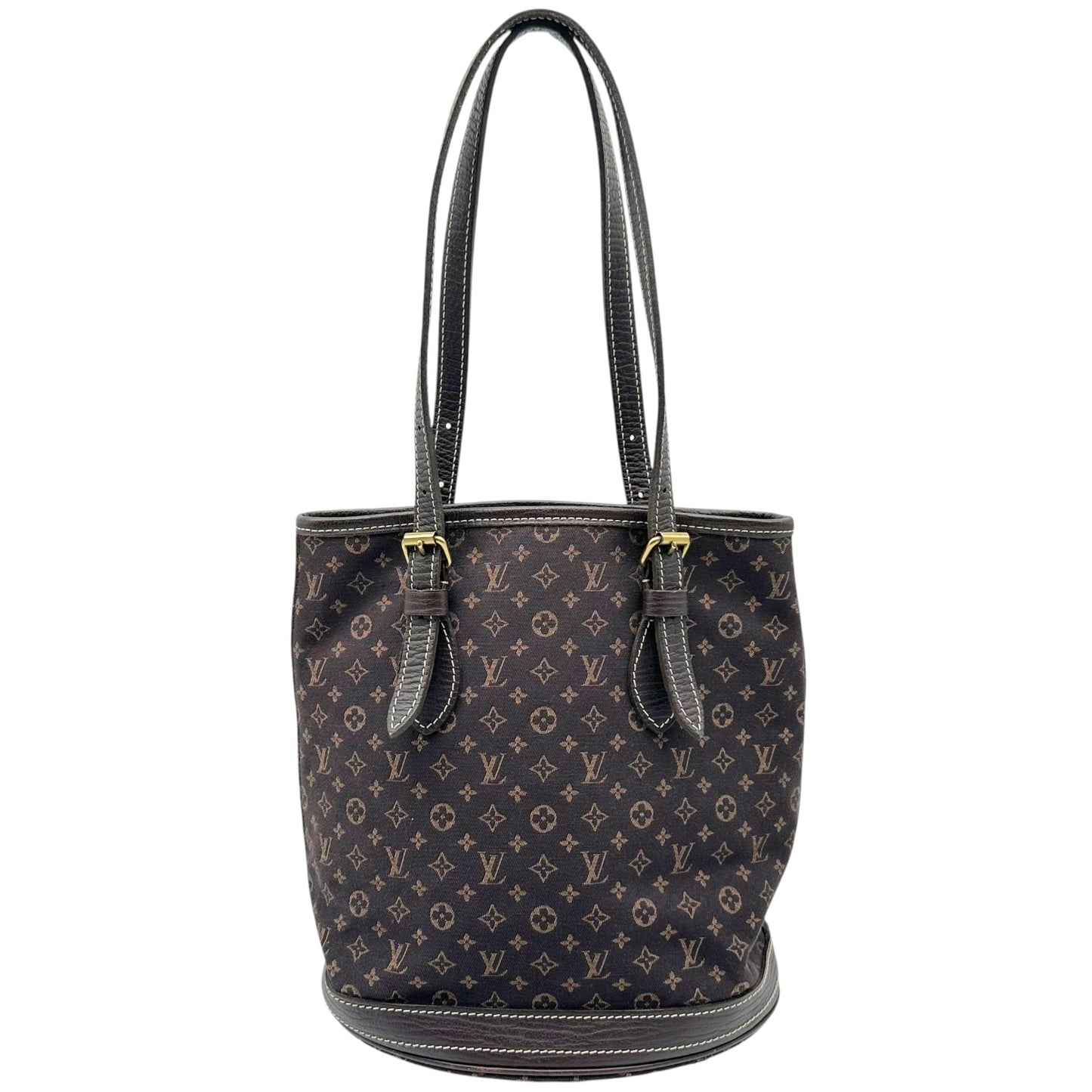 Louis Vuitton Brown Lin Monogram Petit Bucket Shoulder Bag