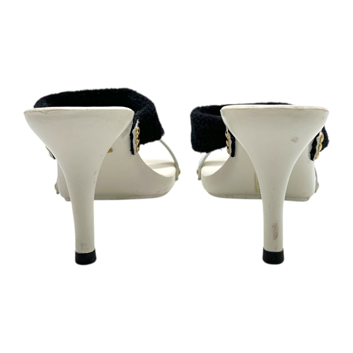 Dolce & Gabbana White & Black Heeled Sandals - Outfit Repeater