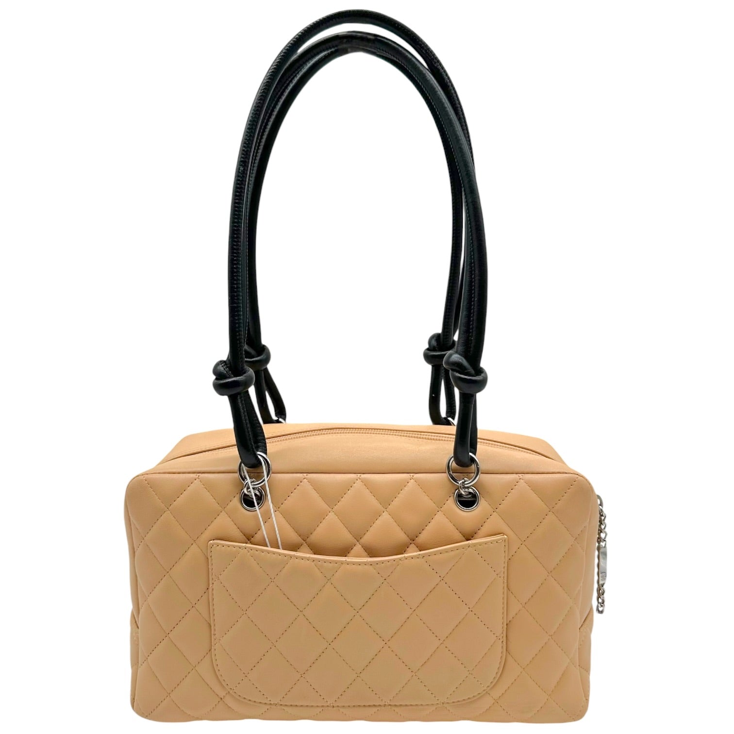 Chanel Bowler Shoulder Bag Beige Black Matelasse