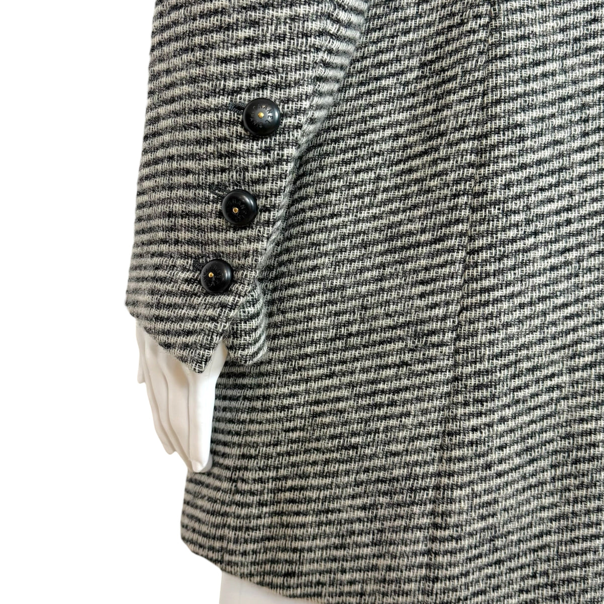 Chanel Black & White Wool Tweed Mid-Length Jacket
