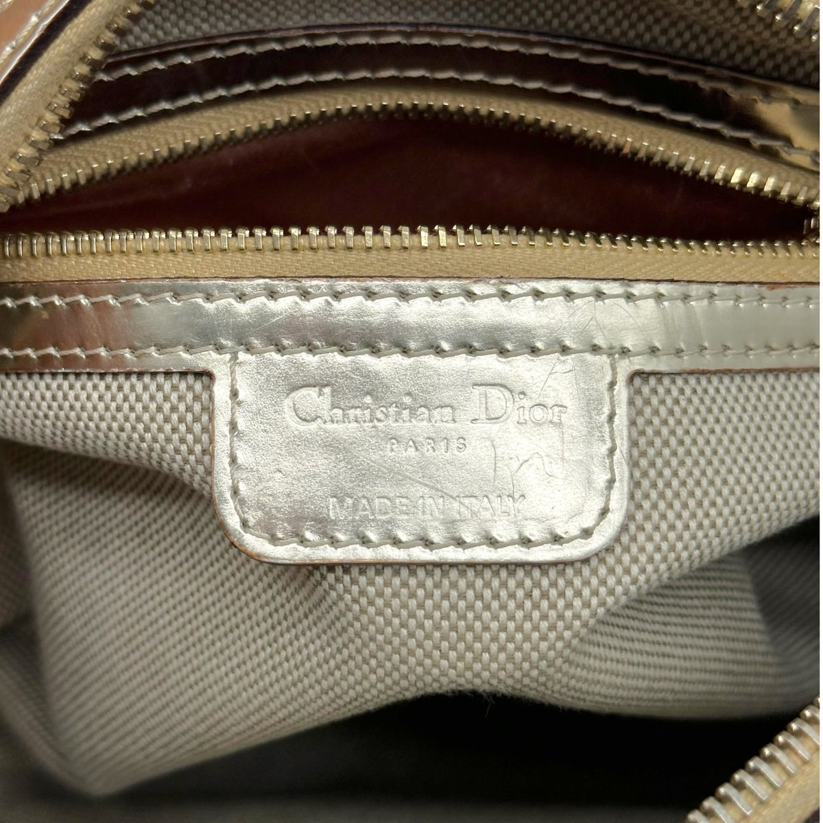 Christian Dior Gold Metallic Trotter Monogram Small Handbag