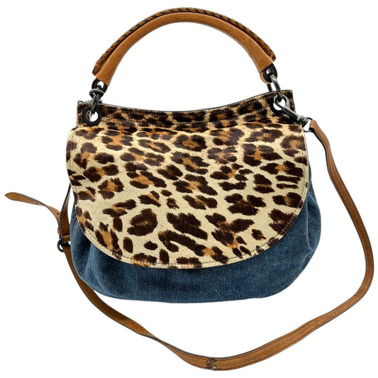Miu Miu Denim & Leopard Print Ponyhair 2-Way Bag
