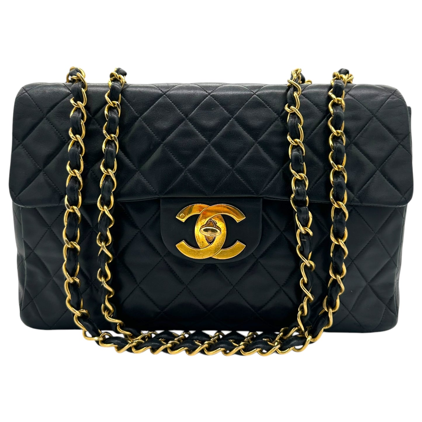 Chanel 90's Black Lambskin Maxi Flap Bag