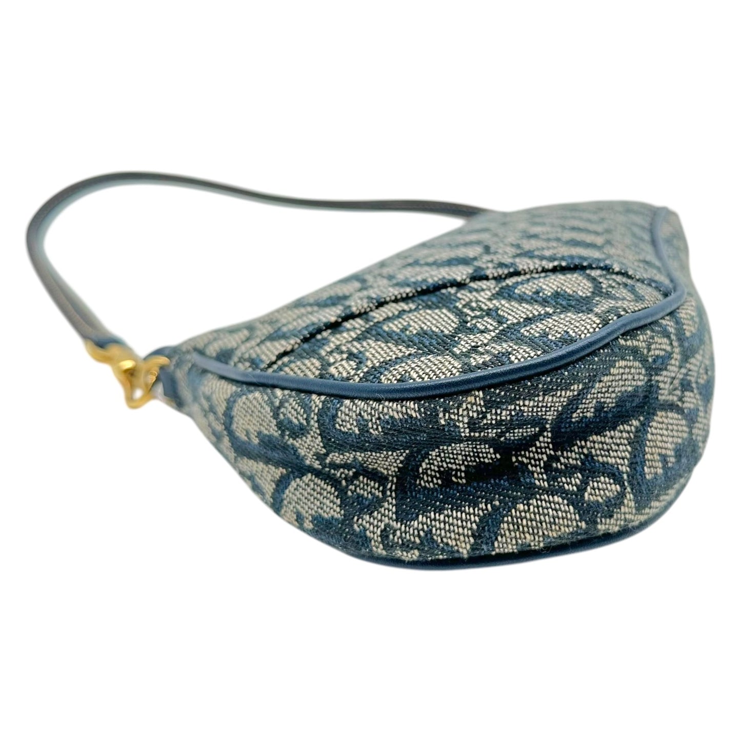 Christian Dior Navy Blue Trotter Monogram Mini Saddle Bag