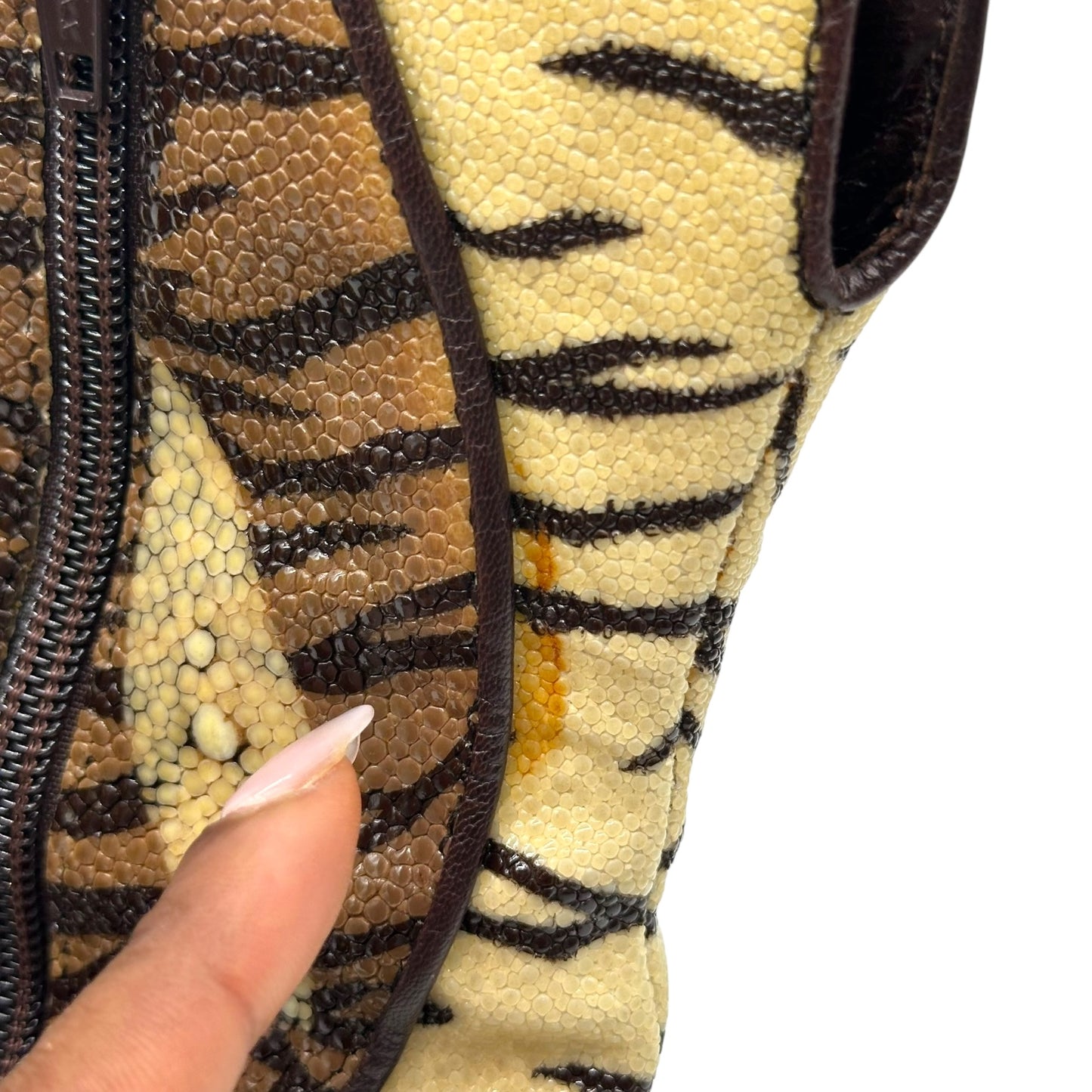 Casadei Tiger Print Stingray Skin Heeled Boots