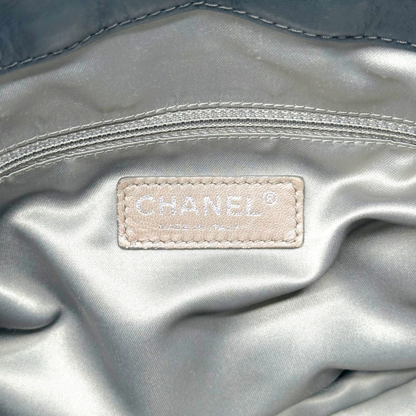 Chanel Black Leather Hobo Bag With Chain Strap