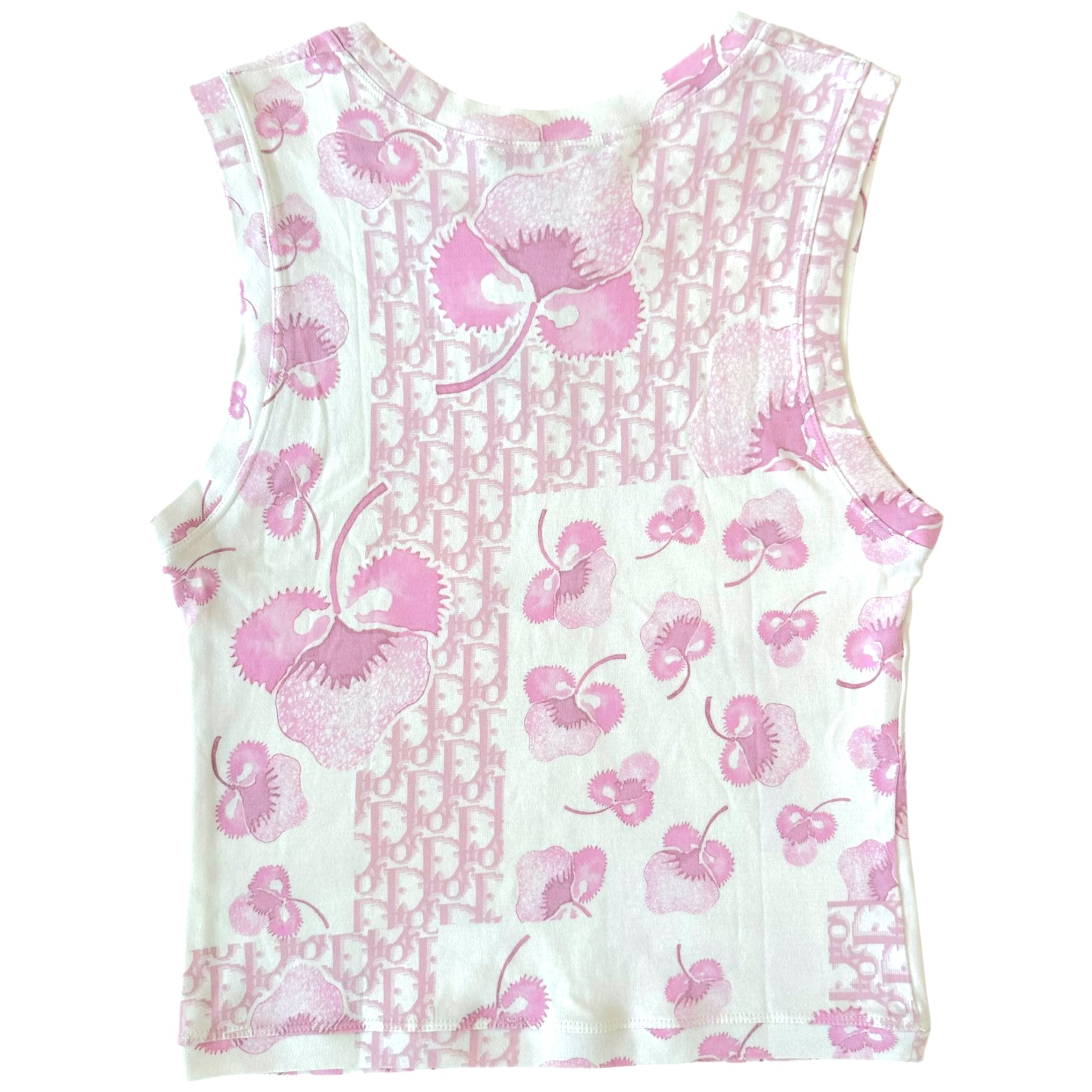 Christian Dior S/S 2005 Pink Floral Monogram Tank Top - Outfit Repeater