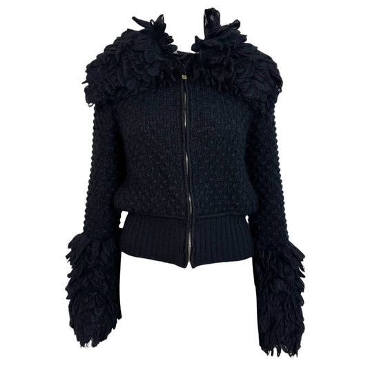 Missoni Black Mohair Wool Knit Cropped Cardigan