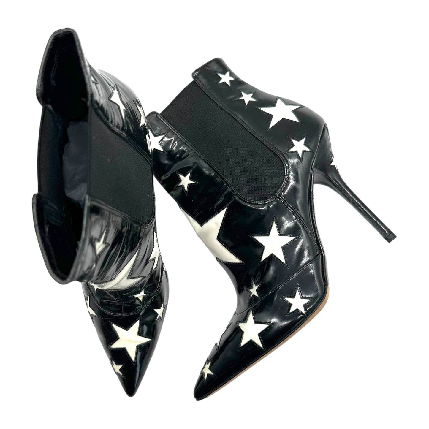 Dolce & Gabbana Black & White Star Patent Heeled Boots