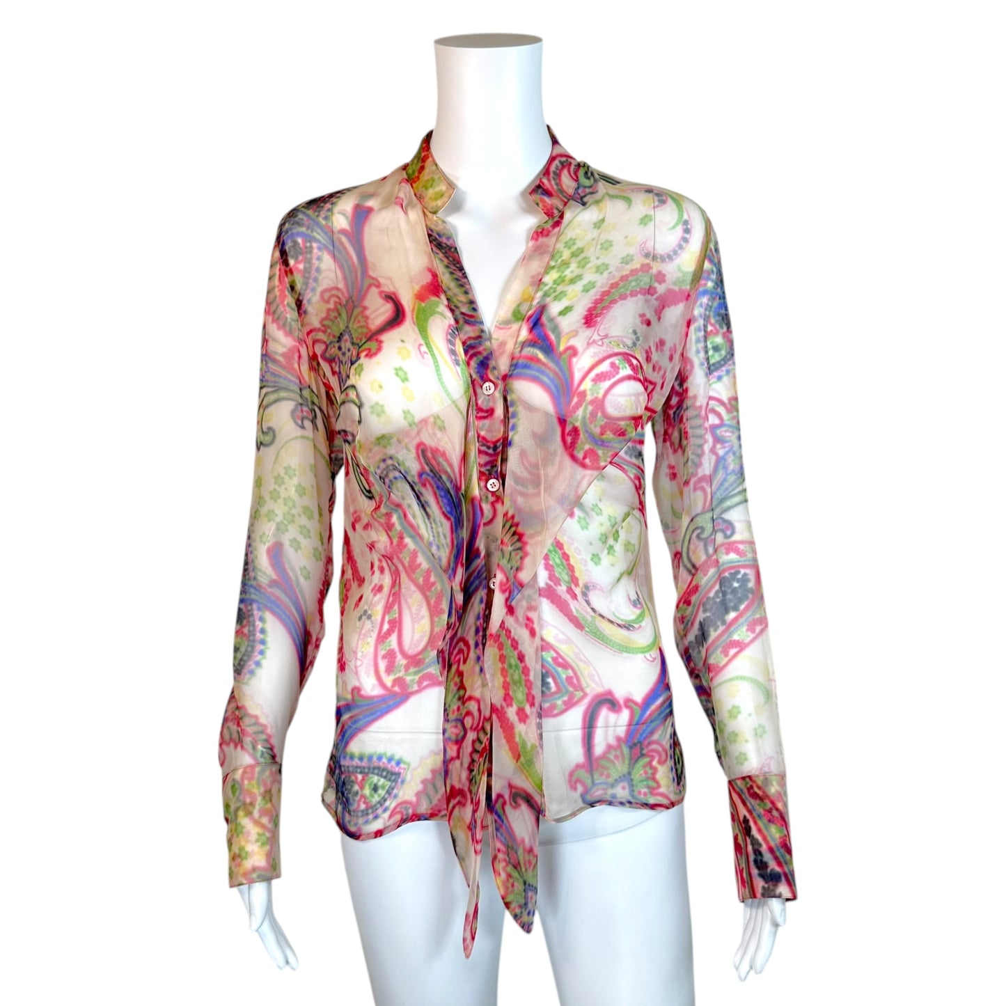 Armani Collezioni Pink Paisley Print Silk Blouse
