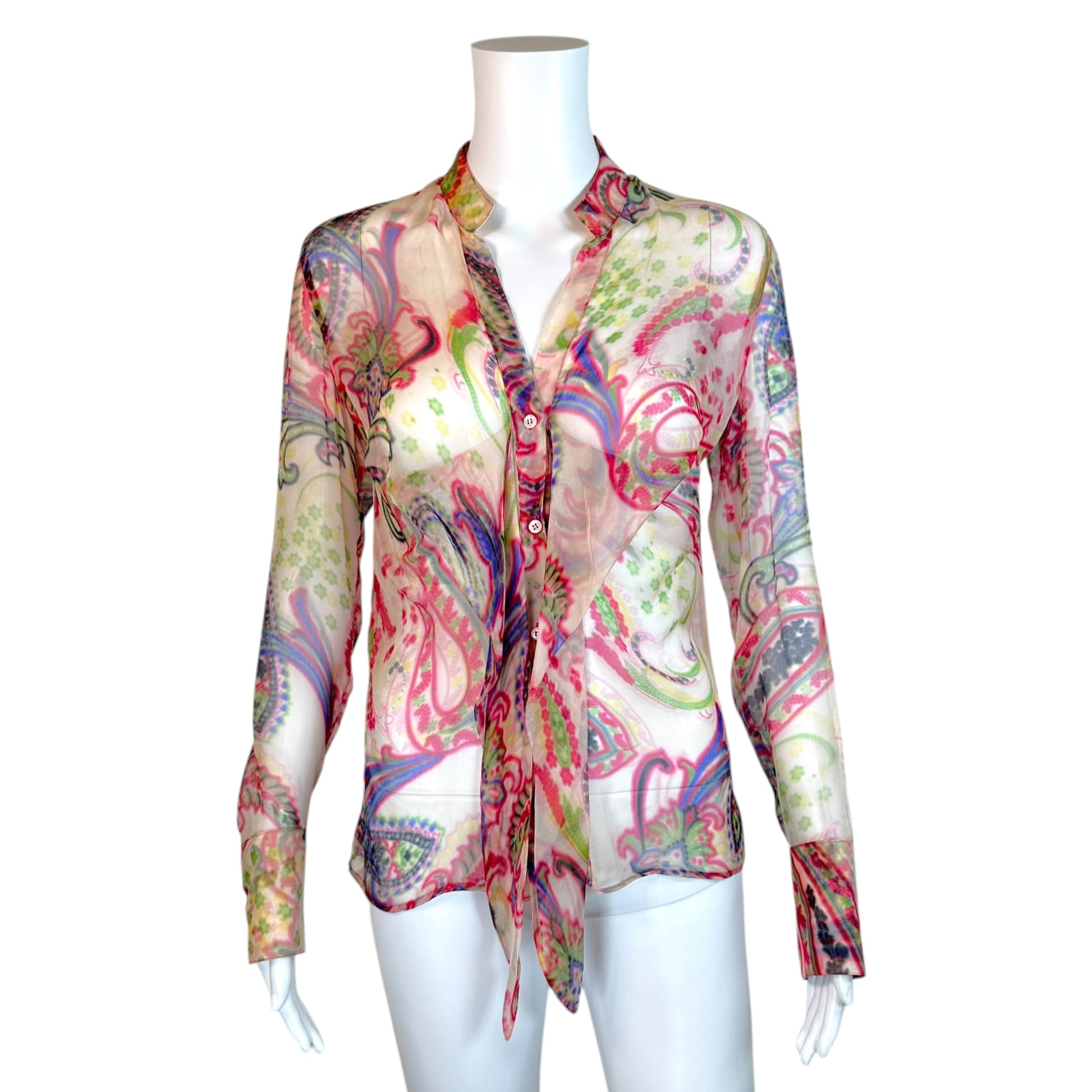 Armani Collezioni Pink Paisley Print Silk Blouse