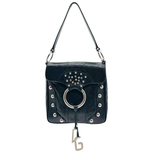 Dolce & Gabbana Black Snakeskin Studded Top Handle Bag