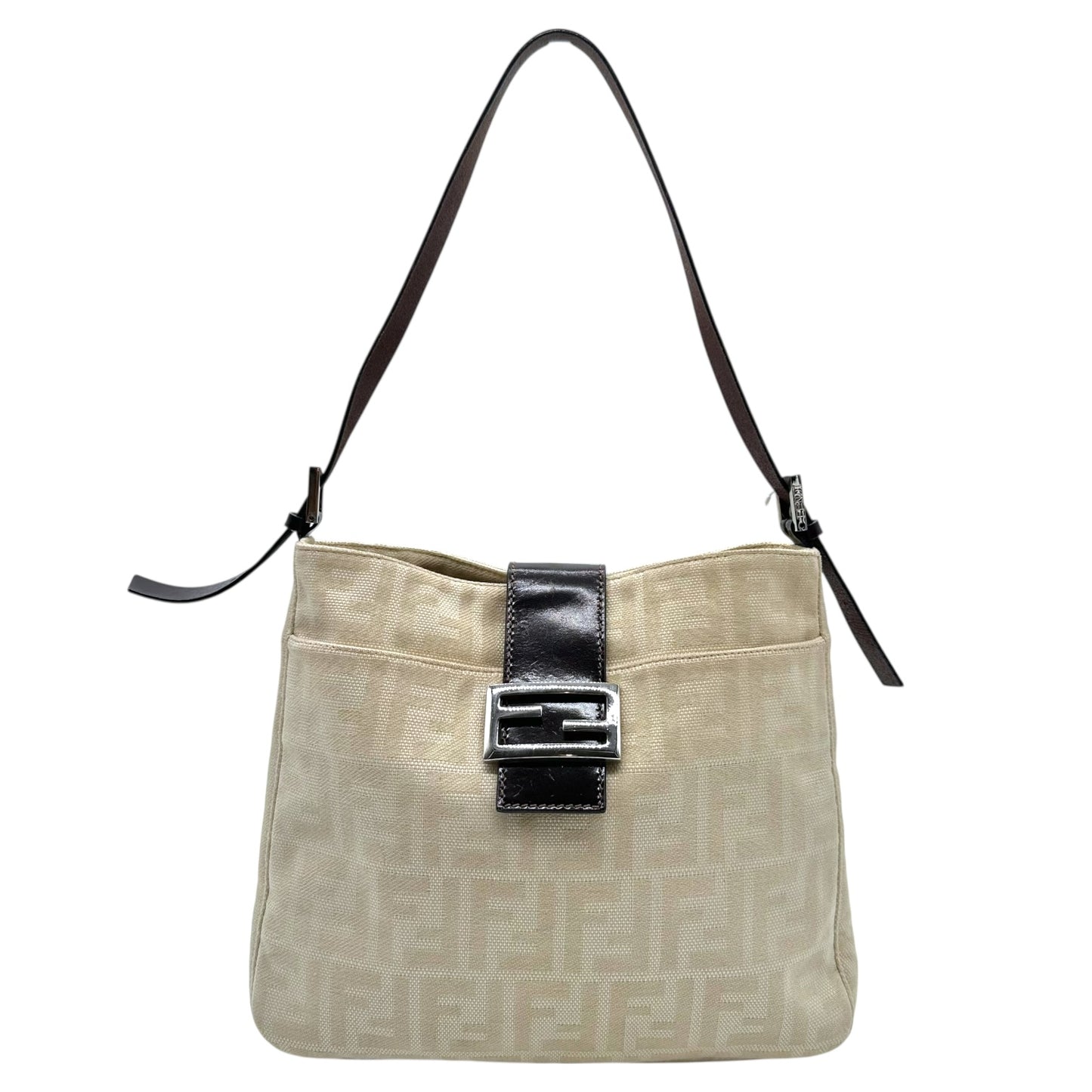Fendi Ivory Zucca Monogram Square Baguette Shoulder Bag - Outfit Repeater