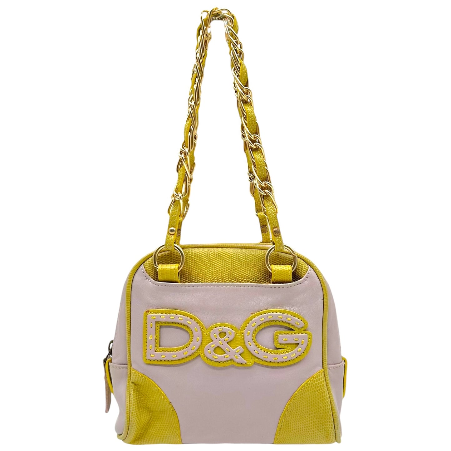 D&G Dolce & Gabbana Lavender & Yellow Mini Logo Bowler Bag