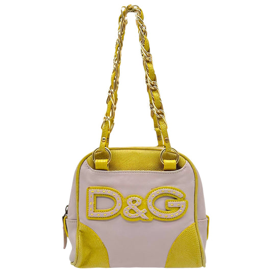 D&G Dolce & Gabbana Lavender & Yellow Mini Logo Bowler Bag