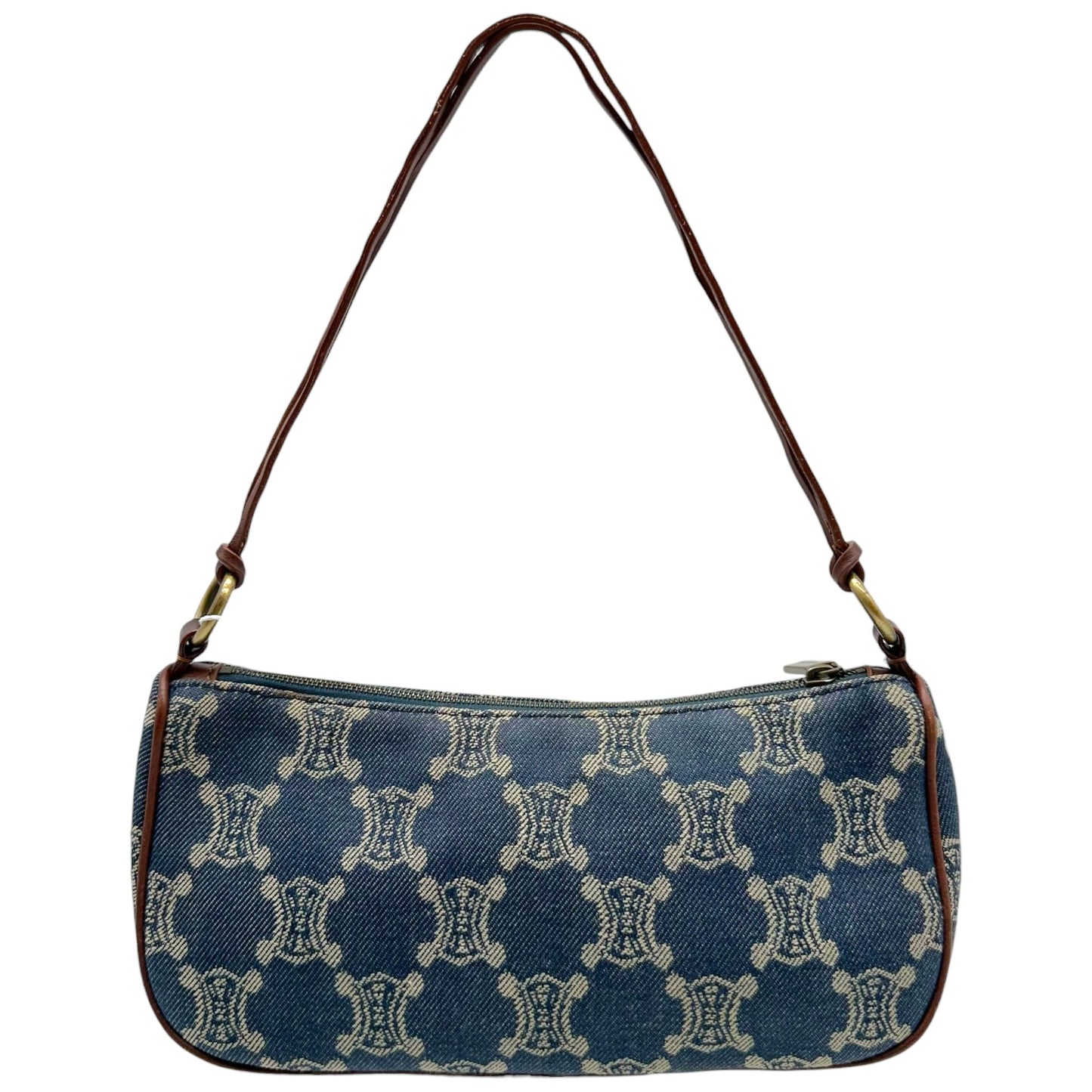 Celine Triomphe Monogram Blue Denim Pochette Bag