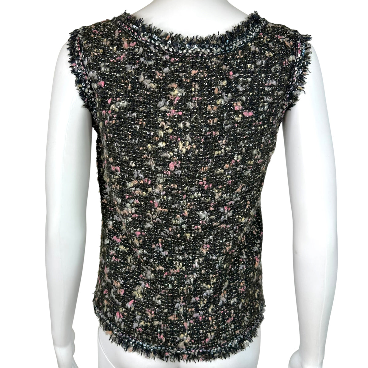 Chanel Sleeveless Top Black Pink Metallic Tweed