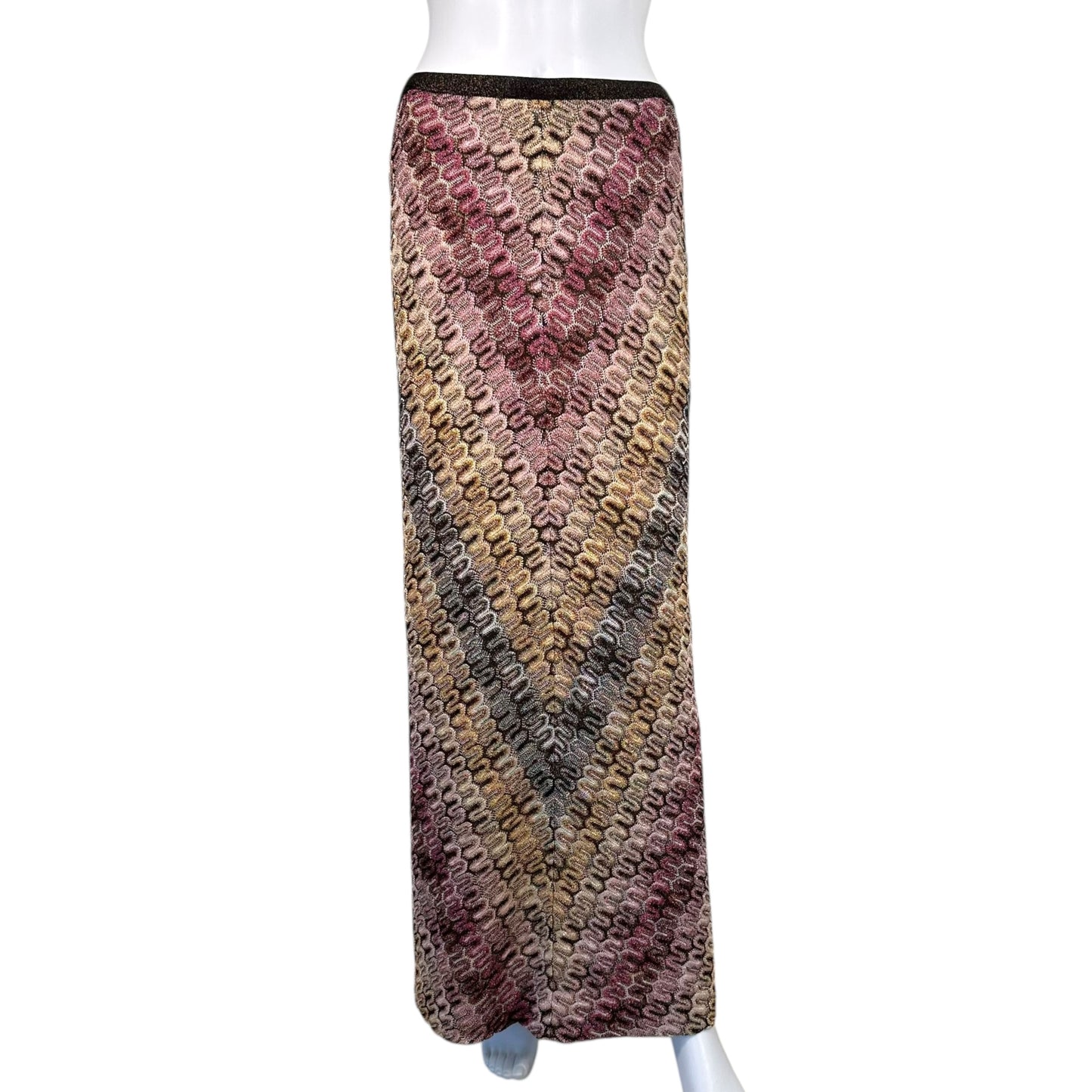 Missoni Purple Multicolor Metallic Chevron Knit Maxi Sirt