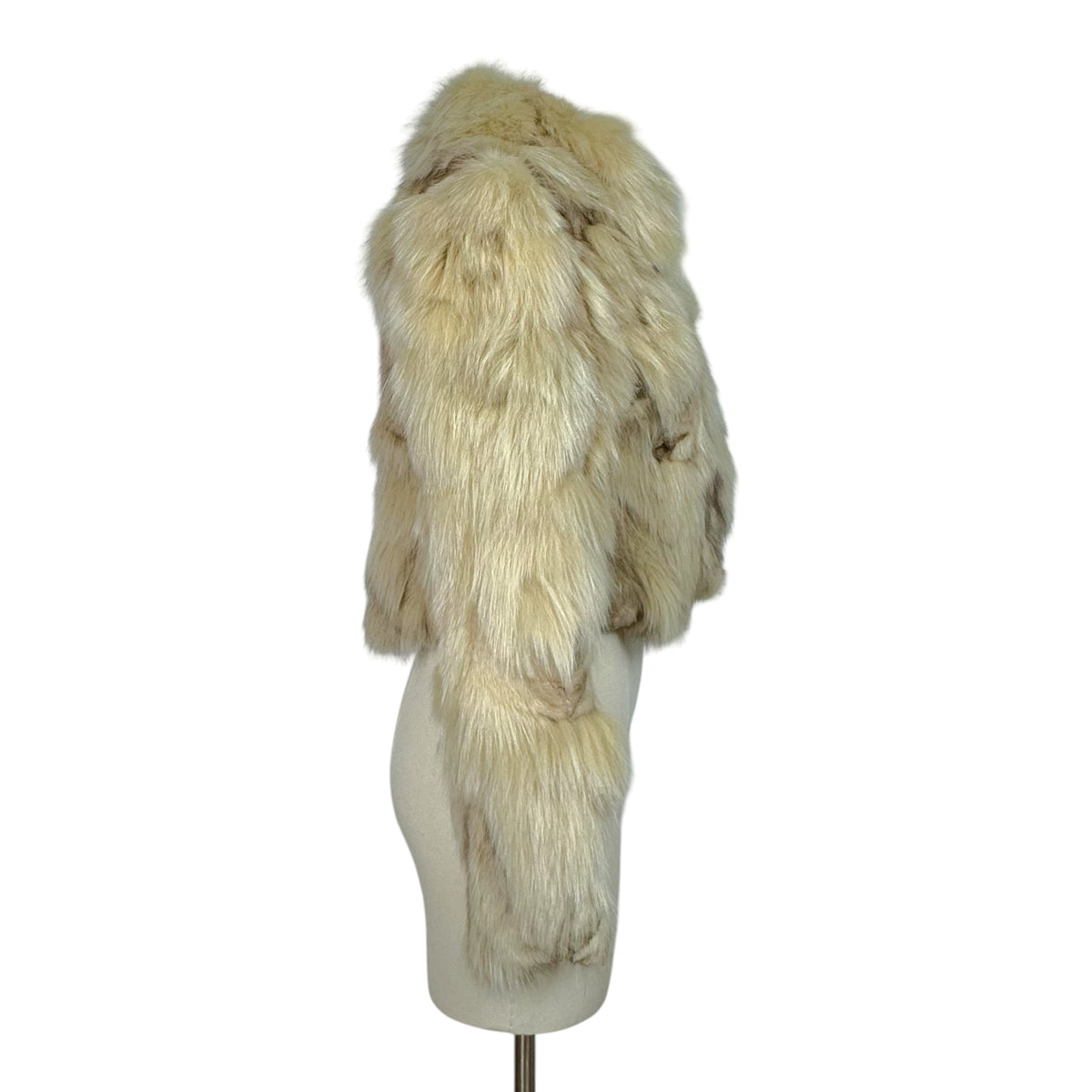Vintage Biplane Cropped Ivory Fox Fur Coat