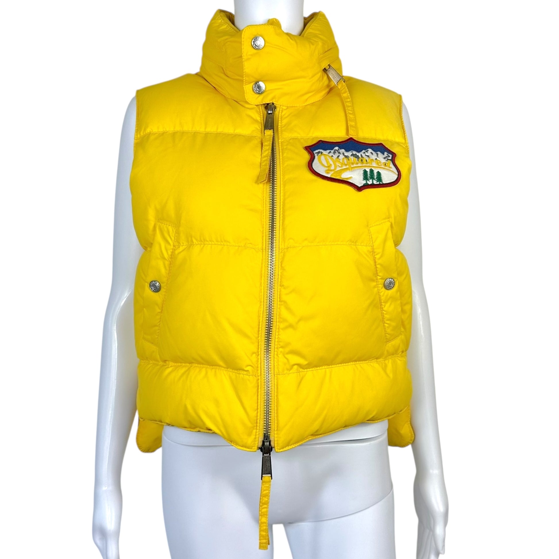 Dsquared2 Yellow Down Vest With Logo Patch