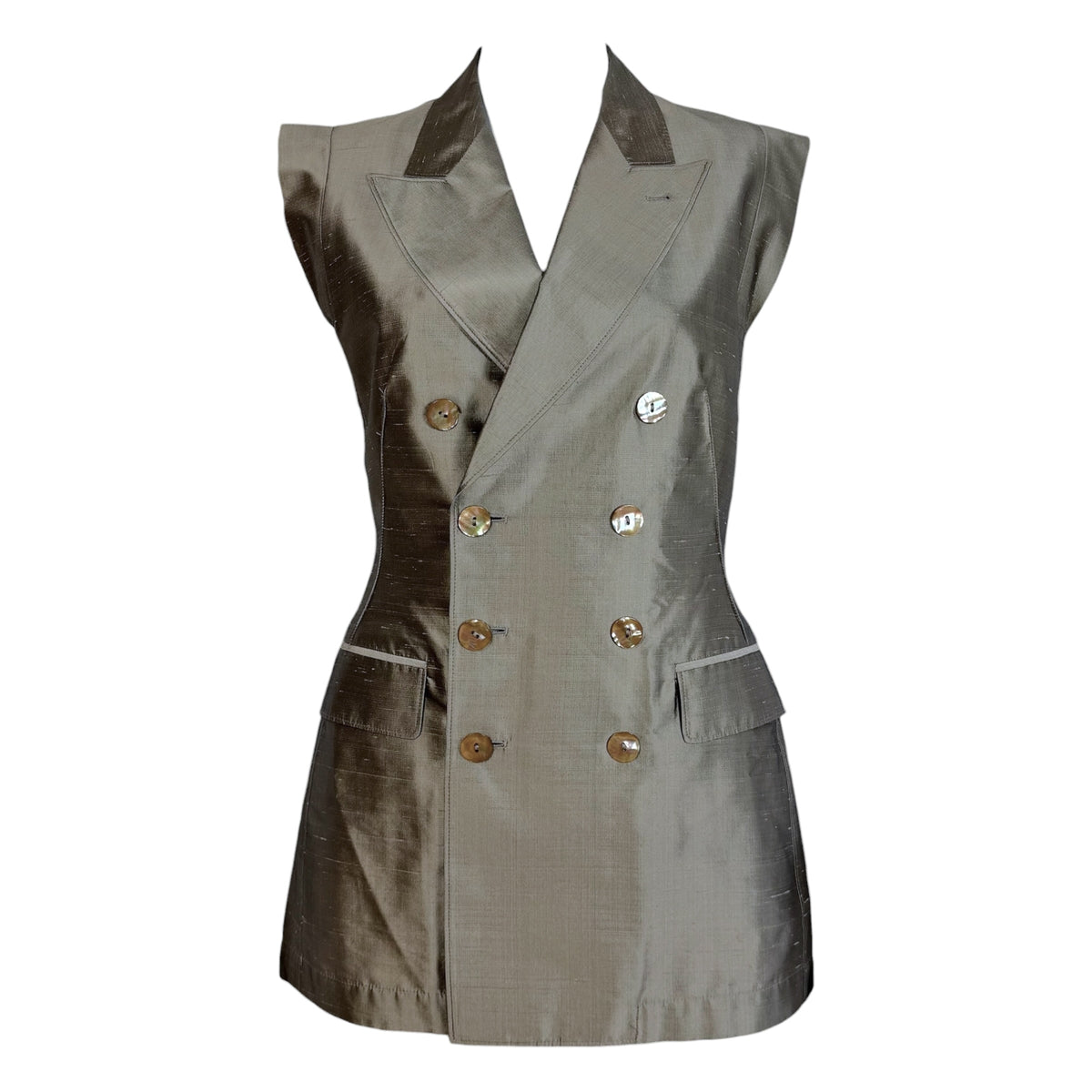 Jean Paul Gaultier Silk Mother of Pearl Blazer Pant Set