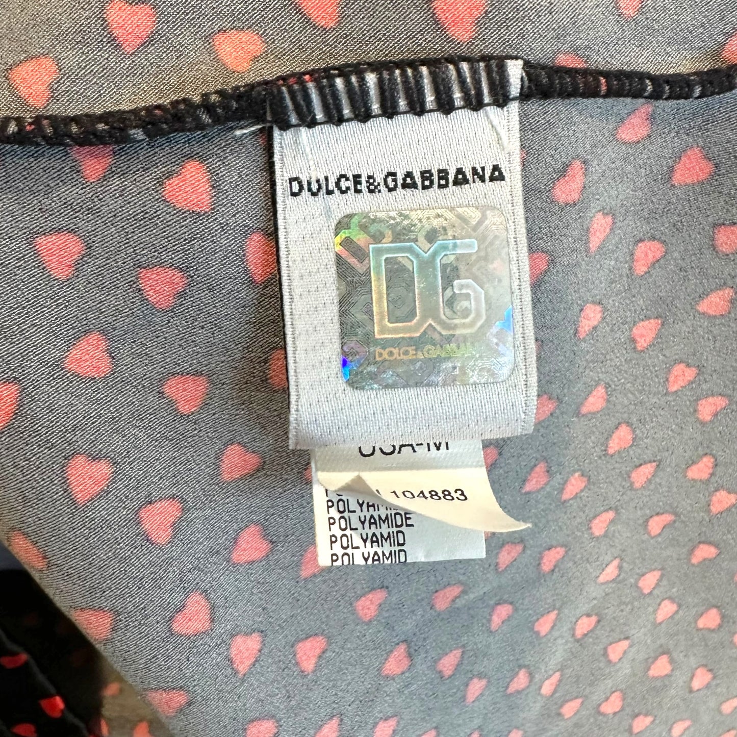 D&G Mini Slip Dress Heart Print Spaghetti Straps A-Line