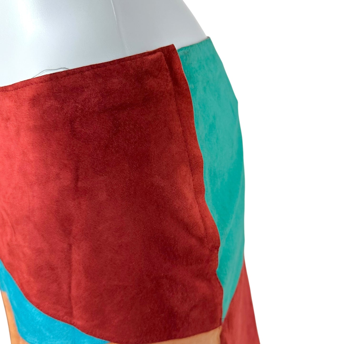 Dolce & Gabbana Multicolor Patchwork Suede Midi Skirt