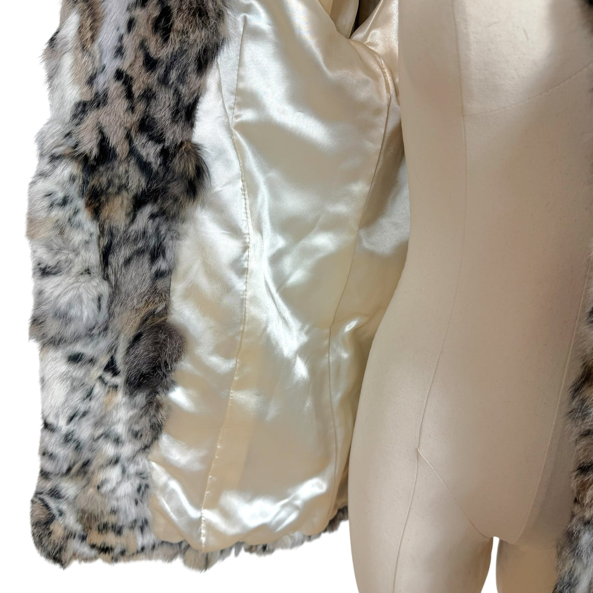 Lydie Dyed Rabbit Fur Coat Lynx Pattern XS