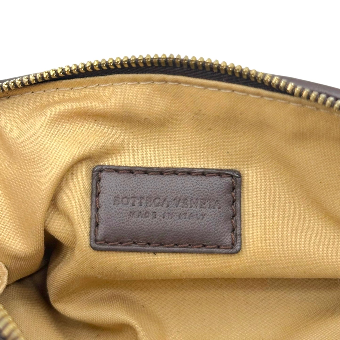 Bottega Veneta Mini Cosmetic Pouch Brown Intrecciato Leather
