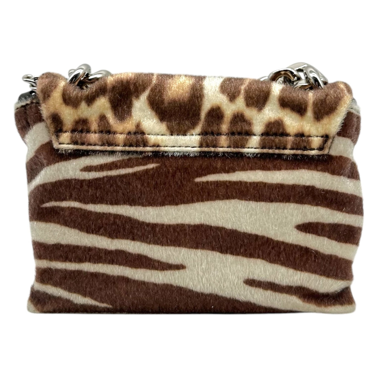 Stella McCartney Leopard Zebra Print Faux Ponyhair Crossbody Bag