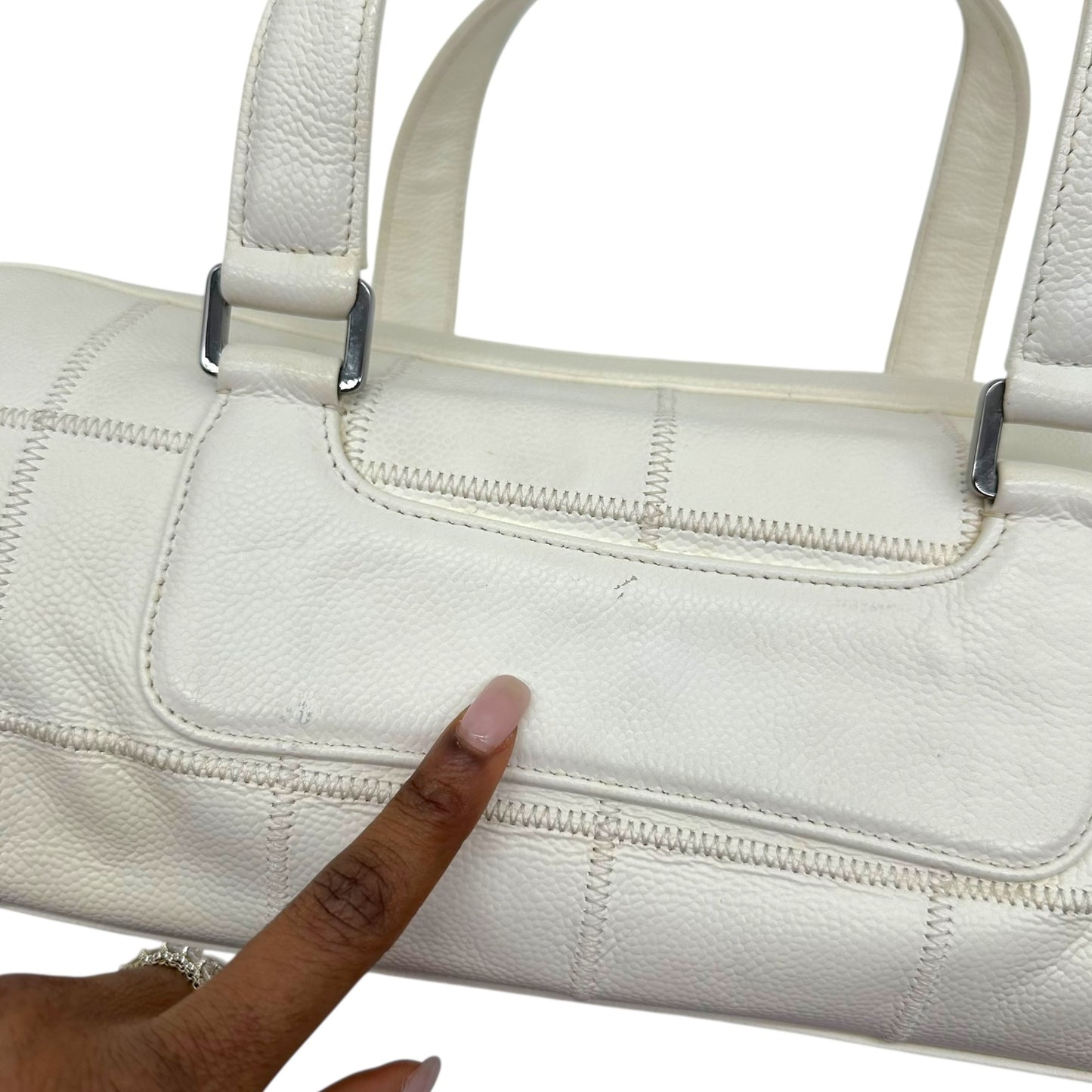 Chanel White Caviar Leather LAX East-West Shoulder Bag 2005-06