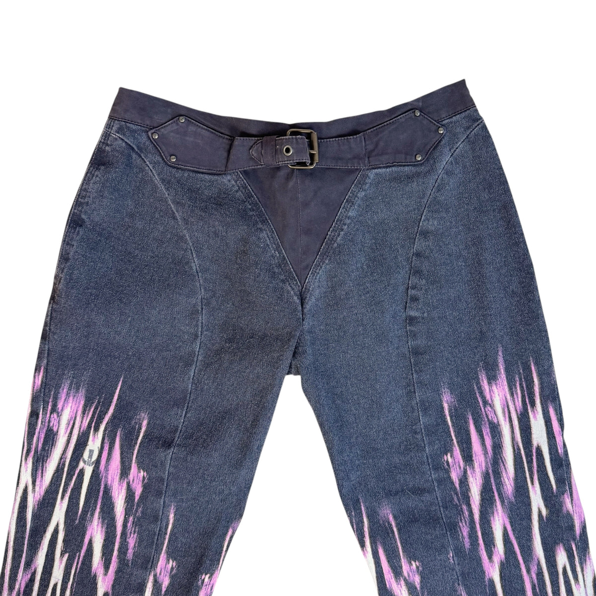 Just Cavalli Low Rise Flare Jeans Purple Pink Leopard Print
