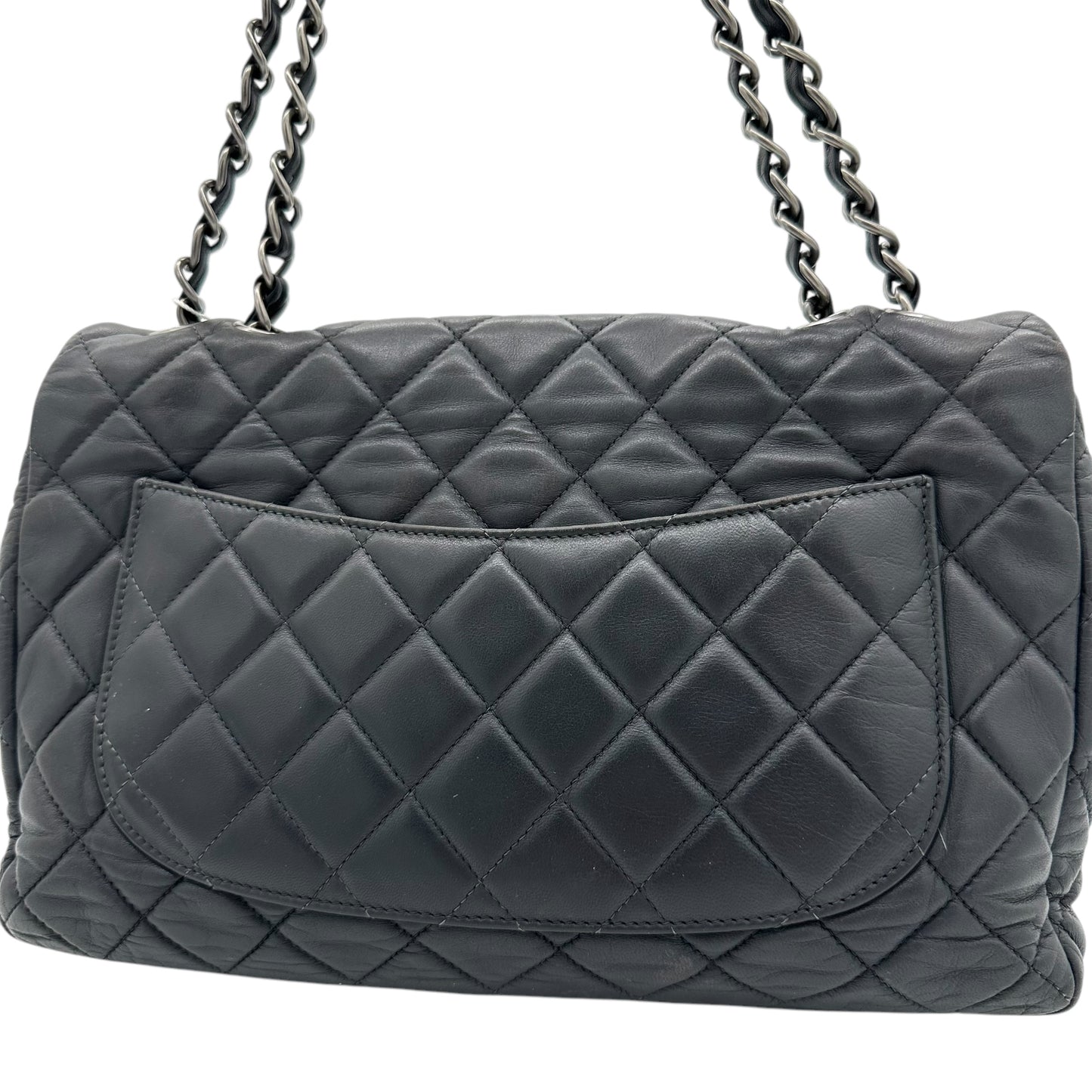 Chanel 2008 Gray Lambskin Jumbo Single Flap Bag