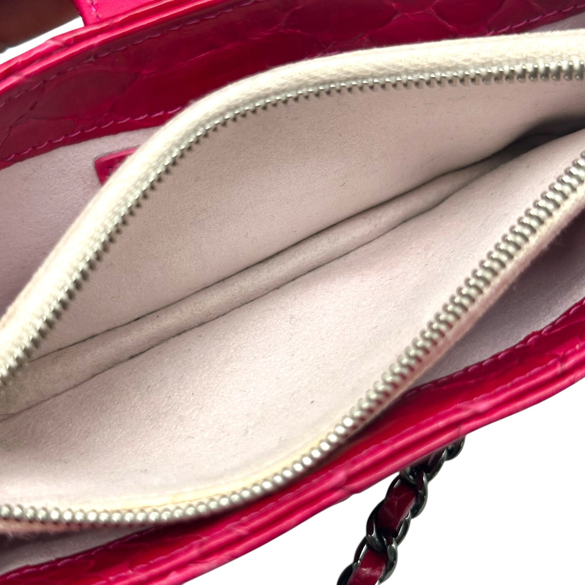 Chanel Python Crossbody Mini Bag Hot Pink Silver