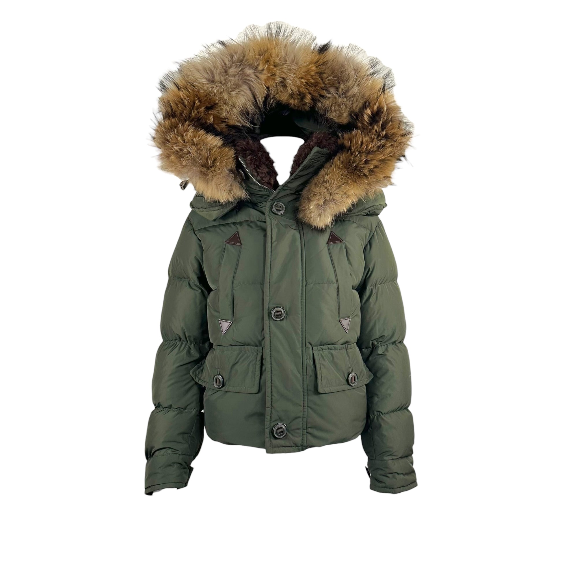 Dsquared2 Army Green Fur Collar & Hood Jacket - Outfit Repeater