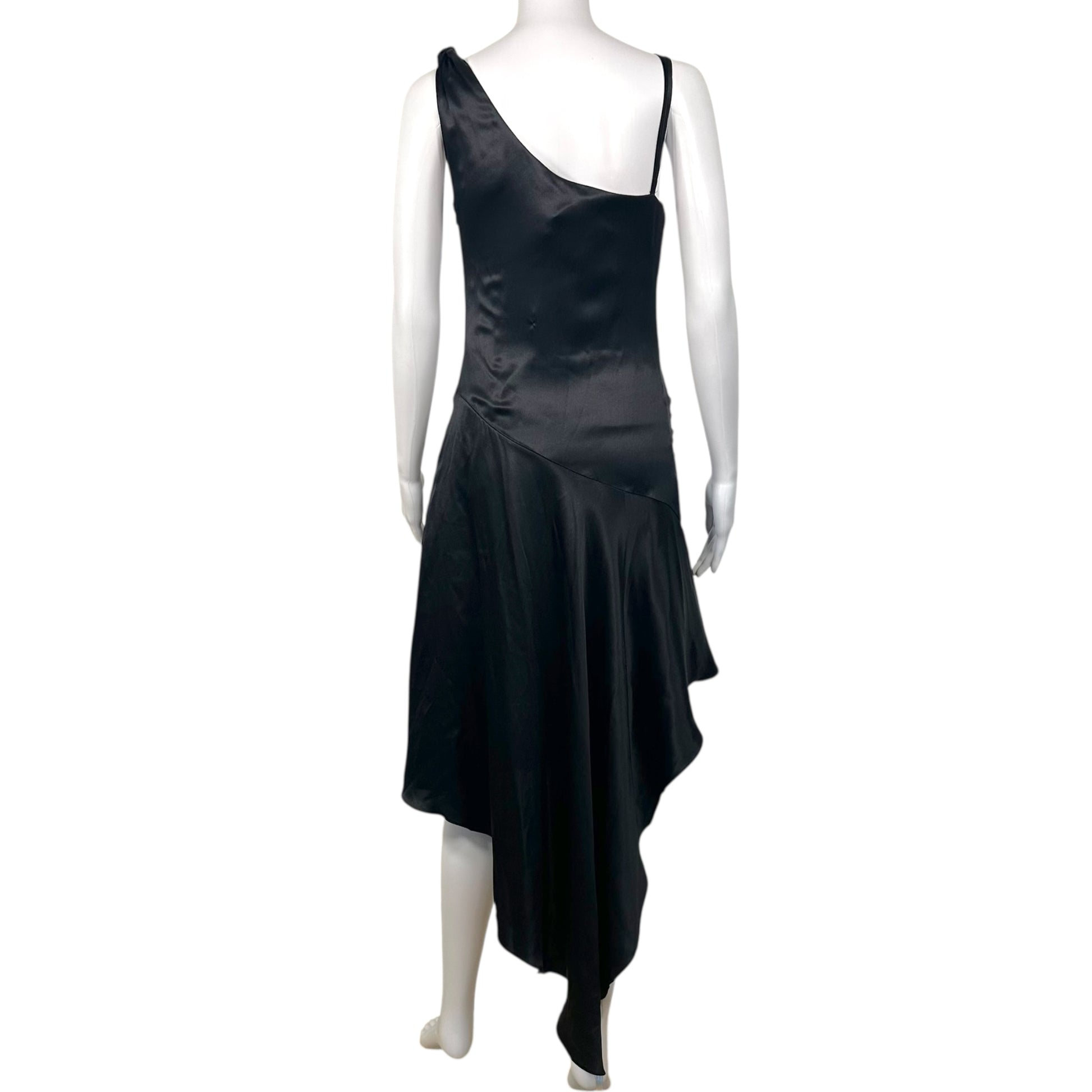 D&G Dolce & Gabbana Black Silk Asymmetrical Silk Midi Dress NEW - Outfit Repeater