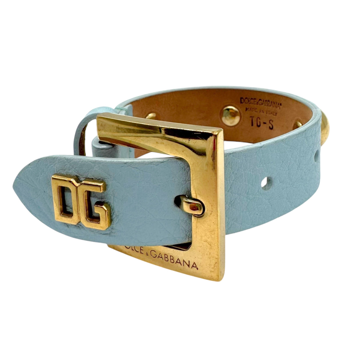 Dolce & Gabbana Light Blue Leather Cuff Bracelet