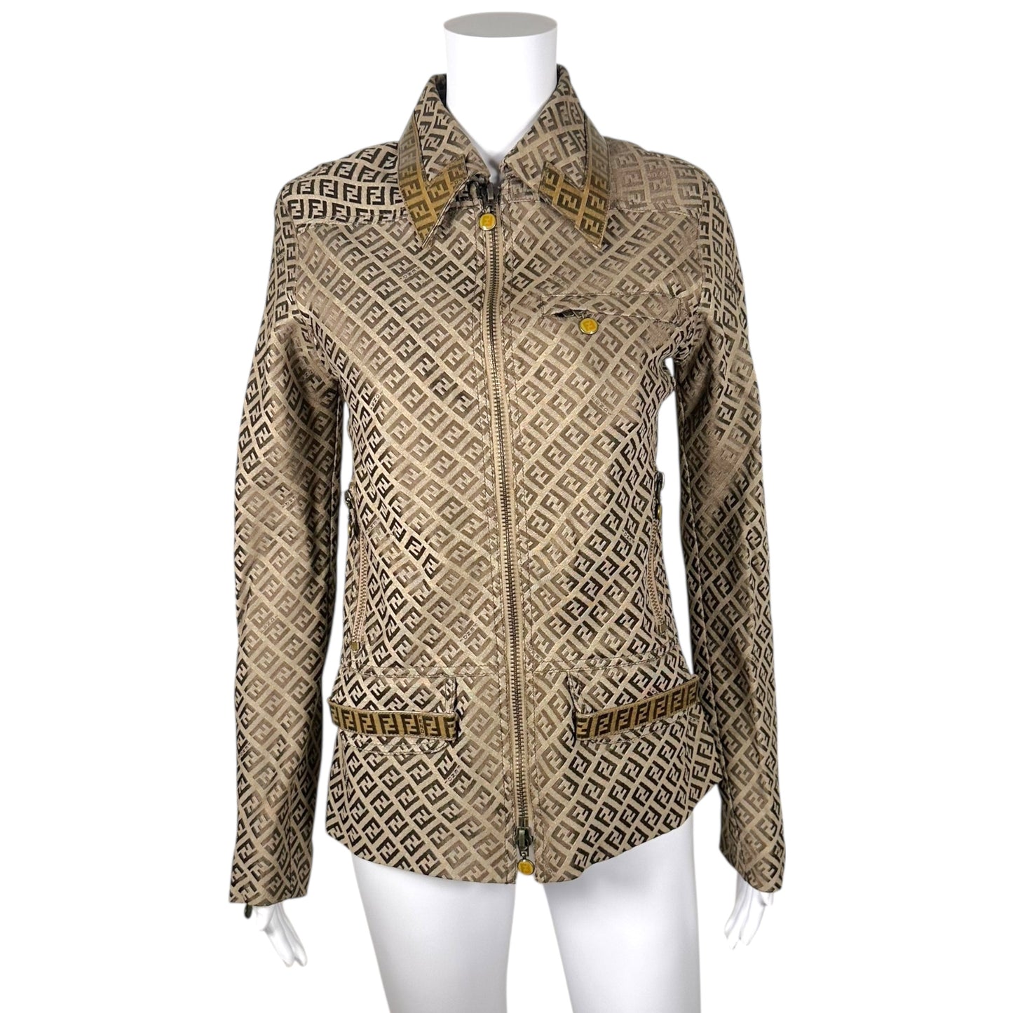 Fendi Brown Zucchino Monogram Print Jacket