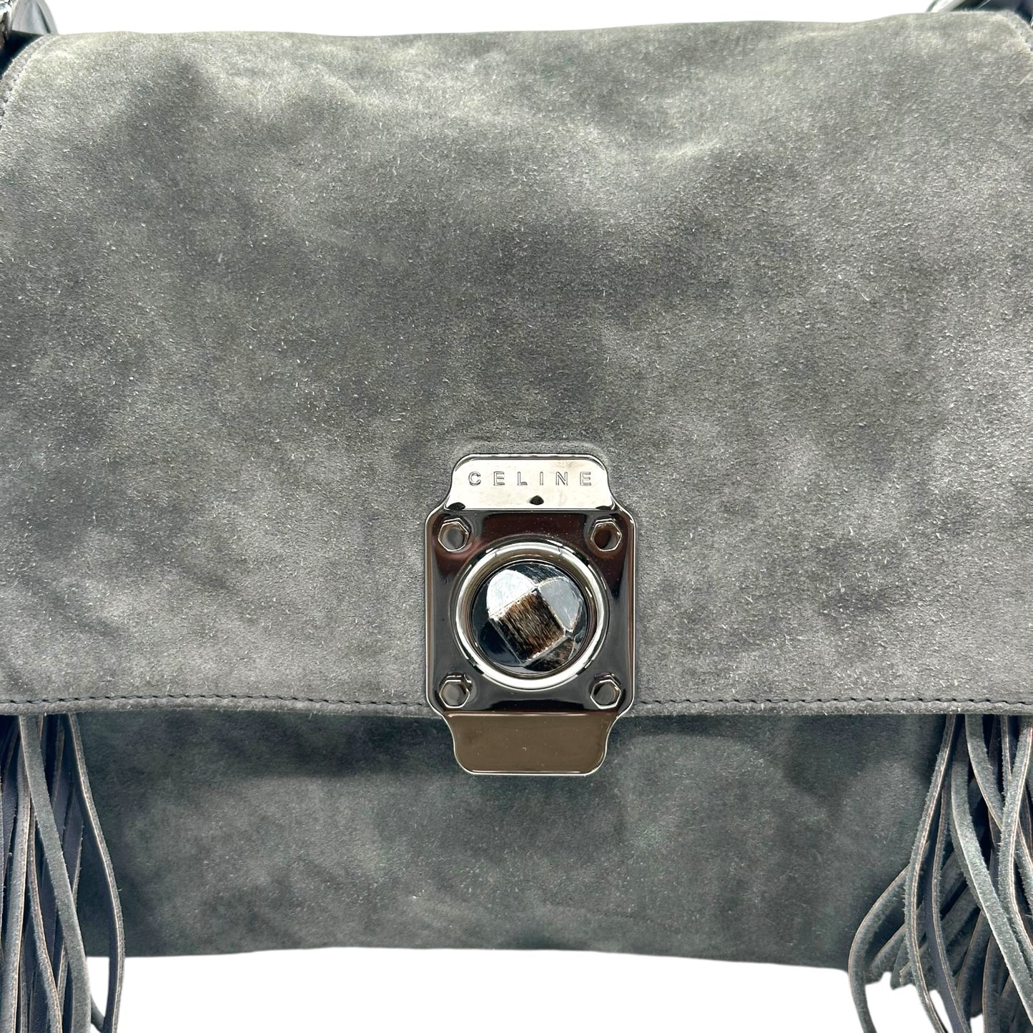 Celine Gray Suede Fringe Bag