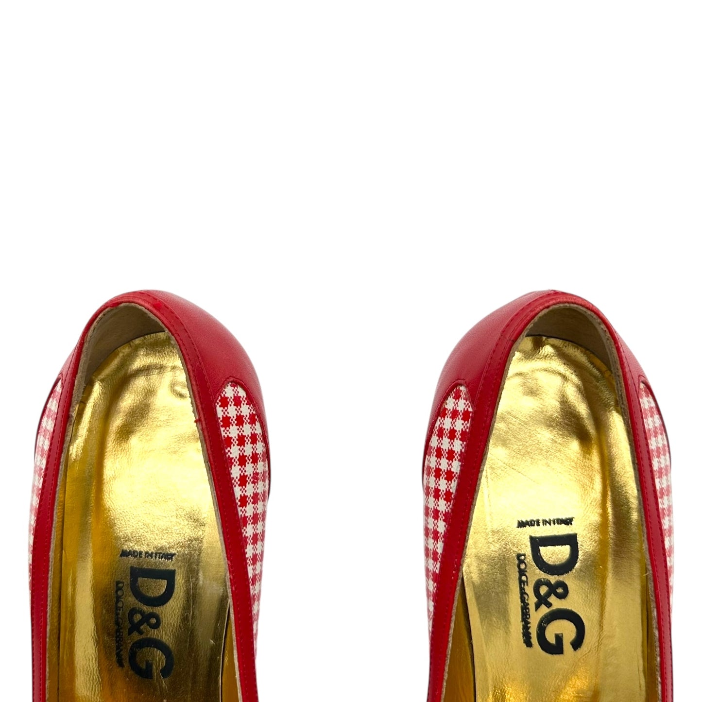D&G Dolce & Gabbana Red Gingham Kitten Heels - Outfit Repeater