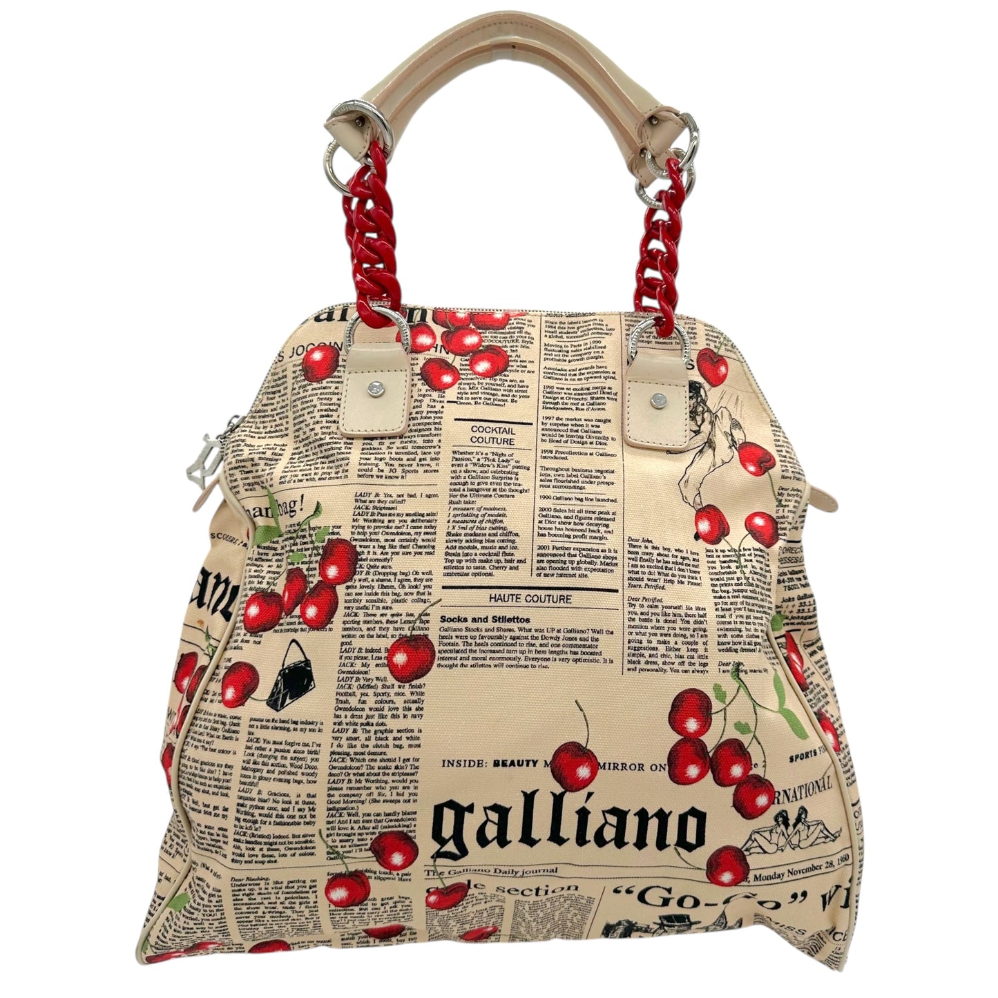 Galliano Gazette Cherry Print Canvas Tote Bag - Outfit Repeater