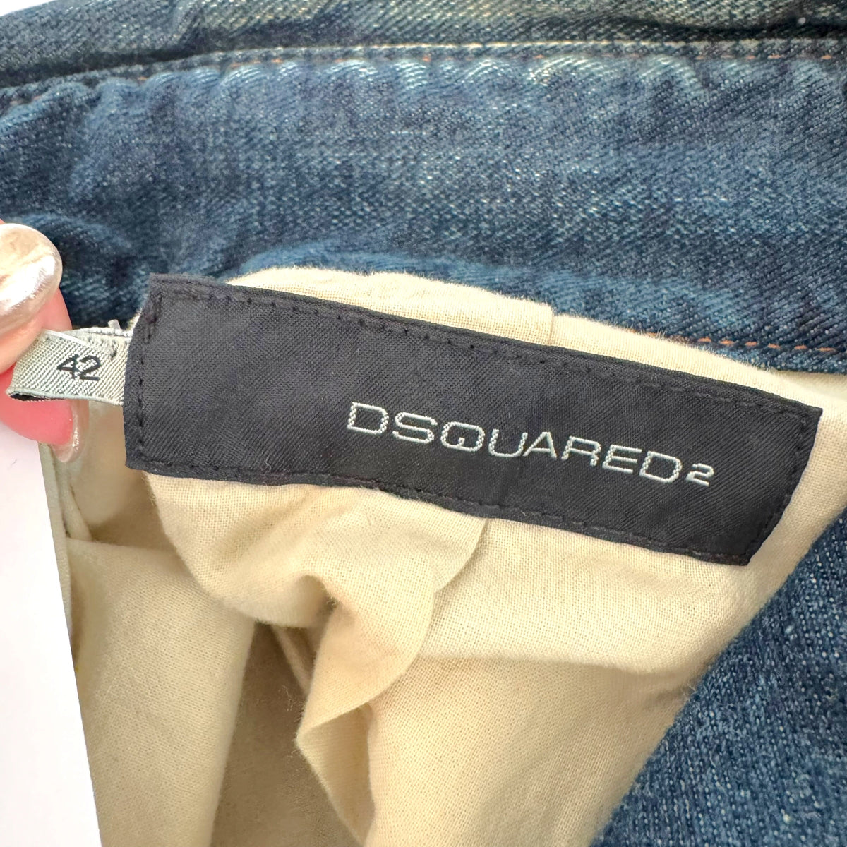 Dsquared2 Denim Leather Studded Cropped Jacket Blue