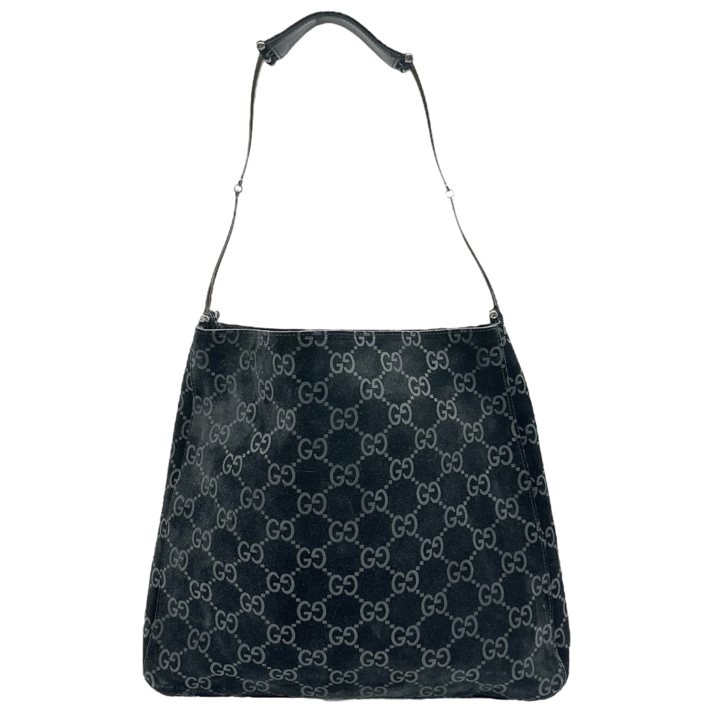 Gucci by Tom Ford Black Monogram Suede Horsebit Chain Hobo Bag - Outfit Repeater