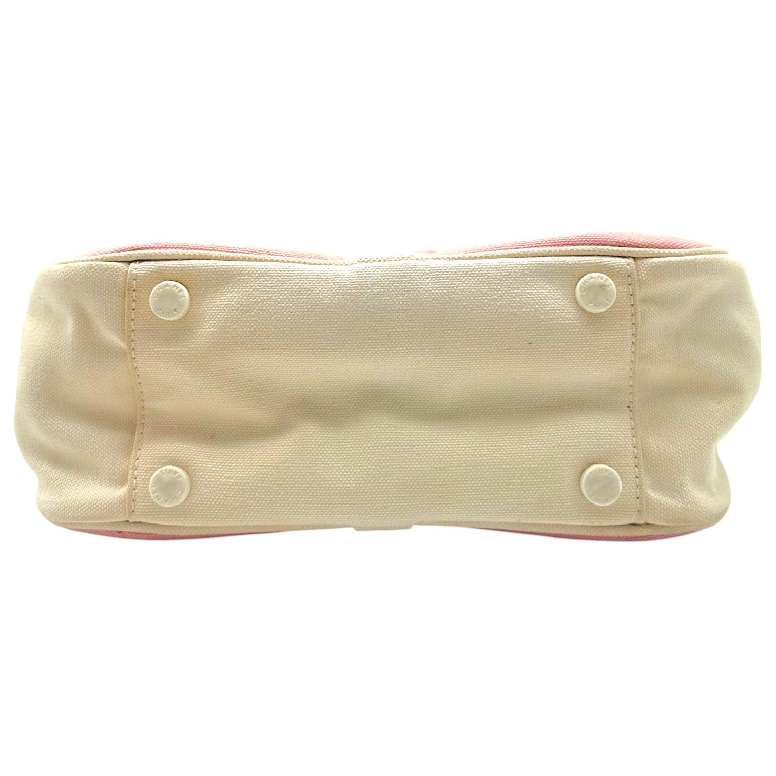 Chanel Mini Tote Bag Pink White Canvas Gold Hardware