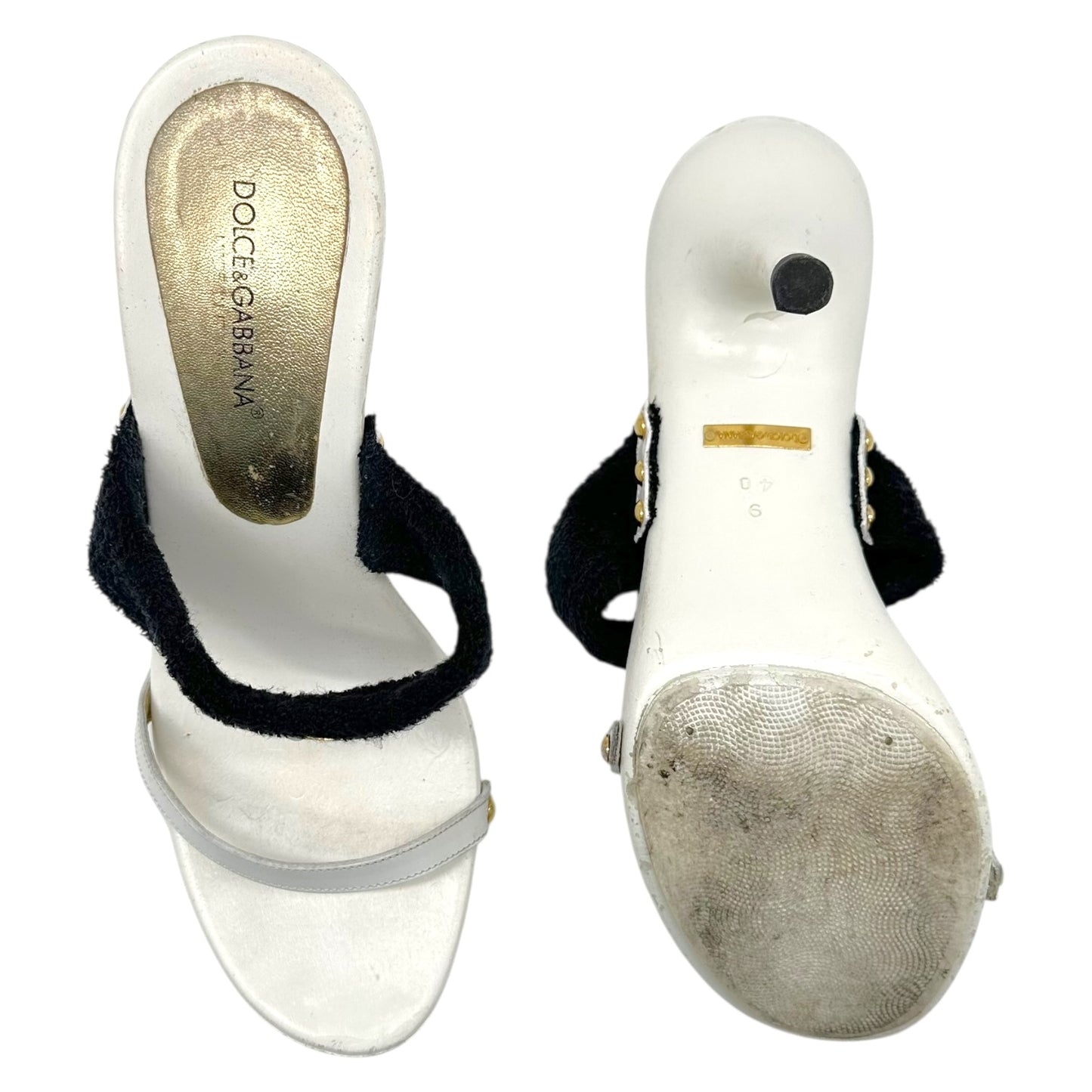 Dolce & Gabbana White & Black Heeled Sandals - Outfit Repeater